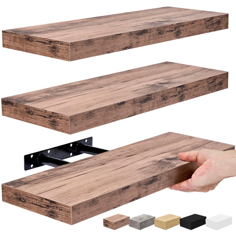 Sorbus Floating Shelves for Kitchen, Bedroom, Bathroom Storage - Wall Mounted, Over Toilet, Hanging Book Shelf for Living Room (Mahogany, 3 Pack) - Image 1